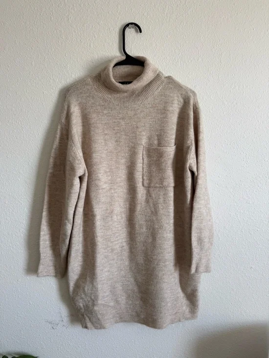Lulu's Cream Funnel Neck Sweater Dress - Picture 3 of 6